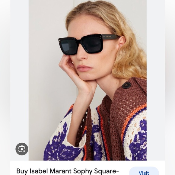 NWT Isabel Marant Sophy Rectangle Square frame acetate Designer Sunglasses GREEN - Picture 7 of 17